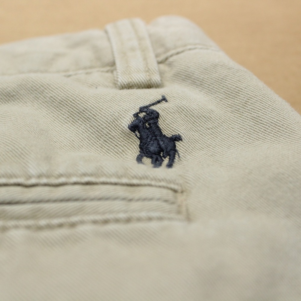 Polo Ralph Lauren VTG Preston Chino Pants Mens Sz 32x32 Beige Straight Flat Pony - Picture 9 of 9